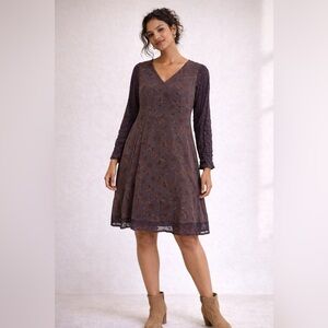 Pudding Shop Sheer Sleeve Floral Dress – Size 2